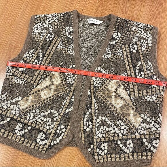 Vintage Made in France Mosaic Wool Vest Brown - Picture 13 of 13